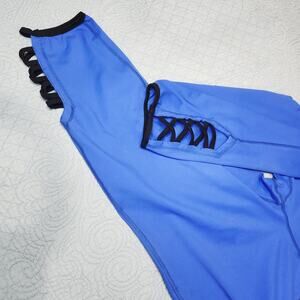 Torrid Blue Yoga Pants with Cross Strap Detail 2/2X